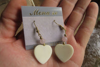 Polished Alabaster Heart and Rose Quartz Bead Earrings - Sold Per Set - From South Africa