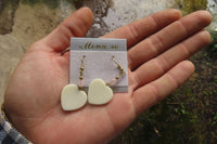 Polished Alabaster Heart and Rose Quartz Bead Earrings - Sold Per Set - From South Africa