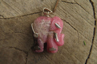 Polished Rhodonite Pink Elephant Pendant with Gold Bail and Trim - Sold Per Item - From Madagascar