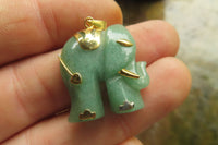 Polished Aventurine Elephant Pendant with Gold Bail and Trim - Sold Per Item - From Zimbabwe