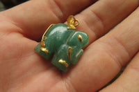 Polished Aventurine Elephant Pendant with Gold Bail and Trim - Sold Per Item - From Zimbabwe