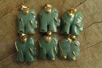 Polished Aventurine Elephant Pendant with Gold Bail and Trim - Sold Per Item - From Zimbabwe