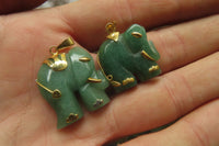 Polished Aventurine Elephant Pendant with Gold Bail and Trim - Sold Per Item - From Zimbabwe