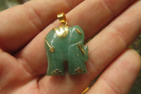 Polished Aventurine Elephant Pendant with Gold Bail and Trim - Sold Per Item - From Zimbabwe