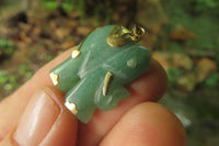 Polished Aventurine Elephant Pendant with Gold Bail and Trim - Sold Per Item - From Zimbabwe