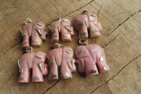 Polished Rhodonite Pink Elephant Pendant with Gold Bail and Trim - Sold Per Item - From Madagascar