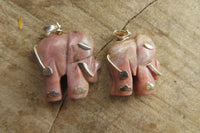 Polished Rhodonite Pink Elephant Pendant with Gold Bail and Trim - Sold Per Item - From Madagascar