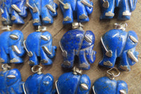 Polished Lapis Lazuli Elephant Pendant with Silver Bail and Trim - Sold Per Item - From Afghanistan