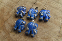 Polished Lapis Lazuli Elephant Pendant with Silver Bail and Trim - Sold Per Item - From Afghanistan