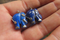 Polished Lapis Lazuli Elephant Pendant with Silver Bail and Trim - Sold Per Item - From Afghanistan