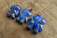 Polished Lapis Lazuli Elephant Pendant with Silver Bail and Trim - Sold Per Item - From Afghanistan