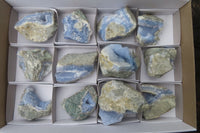 Natural Blue Lace Agate Geode Specimens x 12 From Malawi