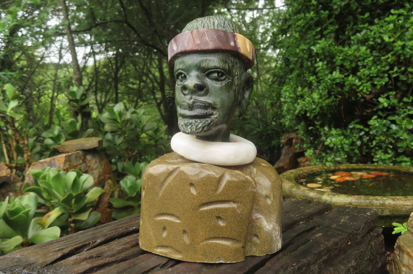 Hand Made African Bust Stone Sculpture x 1 From Zimbabwe