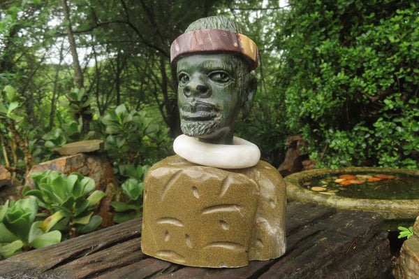 Hand Made African Male Bust Stone Sculpture x 1 From Zimbabwe