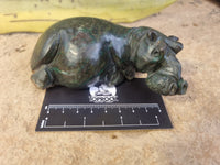 Hand Made Green Verdite Hippo Carvings x 3 From Zimbabwe