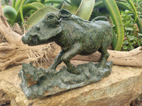 Hand Made Green Verdite Warthog Carving x 1 From Zimbabwe