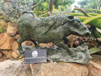 Hand Made Green Verdite Warthog Carving x 1 From Zimbabwe