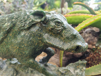 Hand Made Green Verdite Warthog Carving x 1 From Zimbabwe