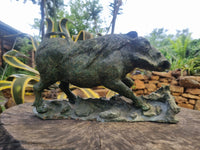 Hand Made Green Verdite Warthog Carving x 1 From Zimbabwe