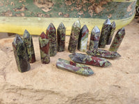 Polished Bastite Dragons Blood Stone Points x 20 From Tshipise, South Africa