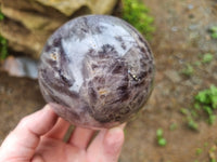 Polished Chevron Amethyst Spheres x 2 from Madagascar