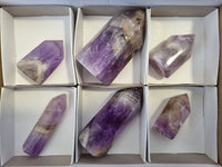 Polished Chevron Amethyst Points x 6 from Madagascar