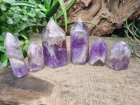 Polished Chevron Amethyst Points x 6 from Madagascar