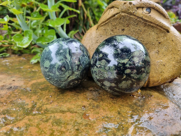 Polished Stromatolite Jasper Spheres x 6 From Katsepy, Madagascar