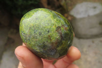 Polished Green Opal Standing Free Forms x 3 From Antsirabe, Madagascar