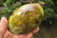 Polished Green Opal Standing Free Forms x 3 From Antsirabe, Madagascar