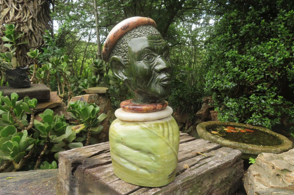 Hand Made African Man Bust Sculpture x 1 From Zimbabwe