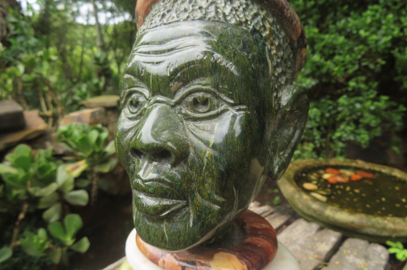 Hand Made African Man Bust Sculpture x 1 From Zimbabwe