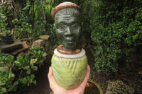 Hand Made African Man Bust Sculpture x 1 From Zimbabwe