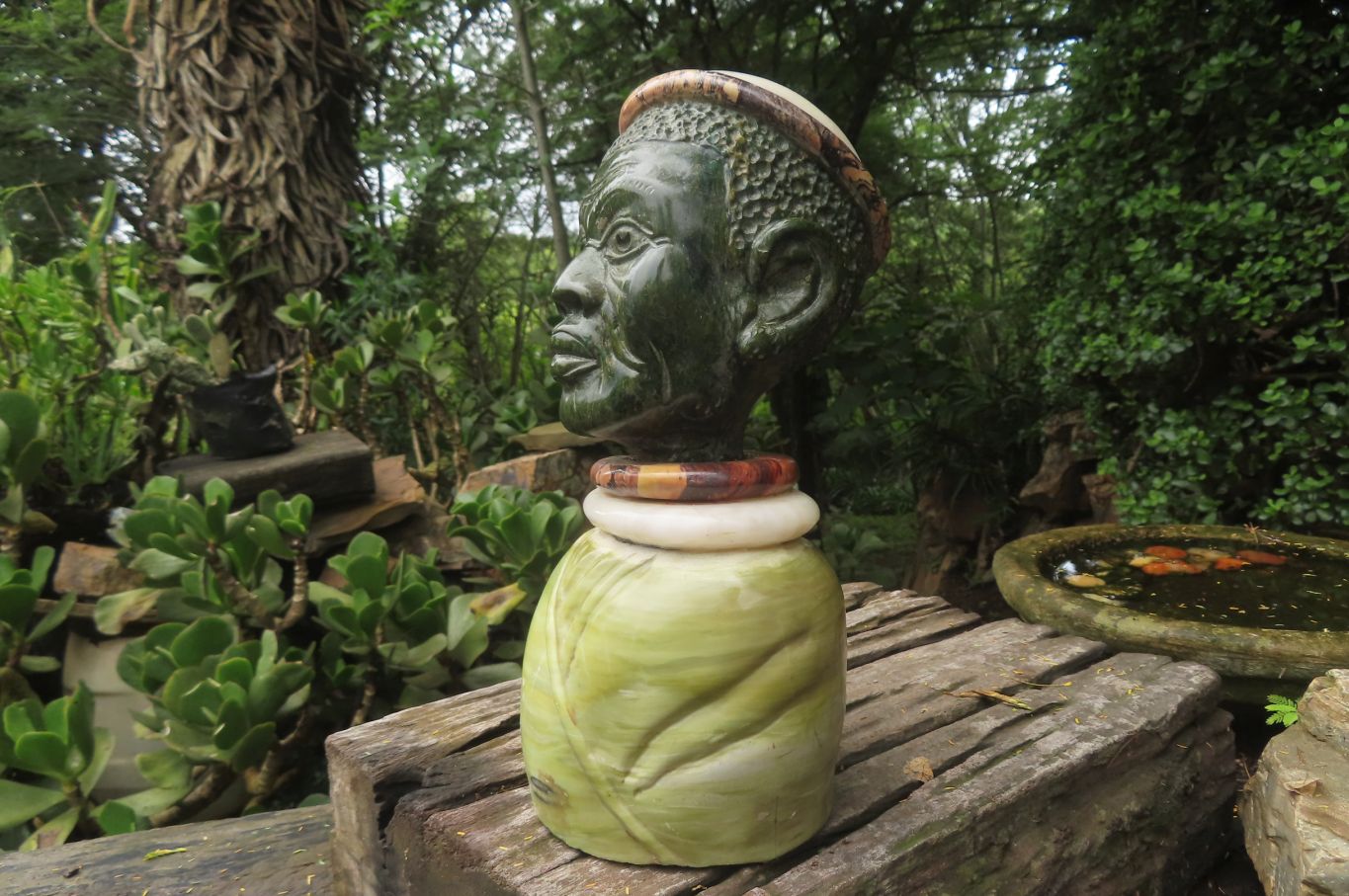 Hand Made African Man Bust Sculpture x 1 From Zimbabwe