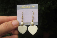 Polished White Onyx Heart and Bead Earrings - Sold per Pair - From Swaziland