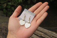 Polished White Onyx Heart and Bead Earrings - Sold per Pair - From Swaziland