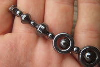 Polished Hematite Beaded Chocker Necklace with Donut Centered Beads  - Sold Per Item - From Southern Africa