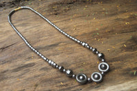 Polished Hematite Beaded Chocker Necklace with Donut Centered Beads  - Sold Per Item - From Southern Africa