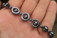 Polished Hematite Beaded Choker Necklace with Donut Centered Beads  - Sold Per Item - From Southern Africa