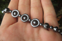 Polished Hematite Beaded Chocker Necklace with Donut Centered Beads  - Sold Per Item - From Southern Africa