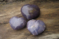 Polished Lepidolite with Pink Rubellite Gemstone Hearts x 6 From Ambatondrazaka, Madagascar