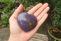 Polished Lepidolite with Pink Rubellite Gemstone Hearts x 6 From Ambatondrazaka, Madagascar