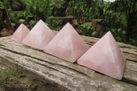 Polished Rose Quartz Pyramids x 4 From Madagascar