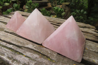 Polished Rose Quartz Pyramids x 4 From Madagascar