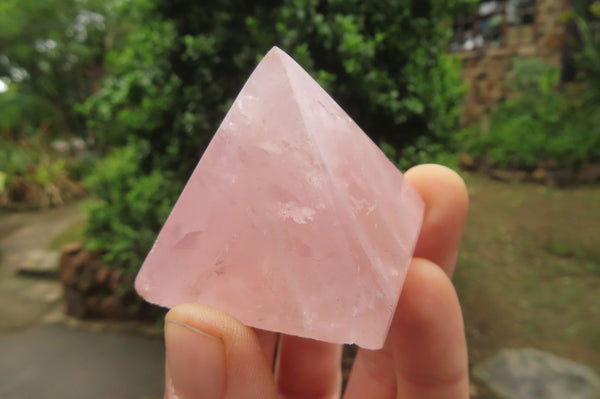 Polished Rose Quartz Pyramids x 4 From Madagascar