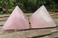 Polished Rose Quartz Pyramids x 4 From Madagascar