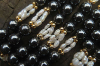 Polished Hematite and Freshwater Pearl Beaded Necklace - Sold Per Item - From Southern Africa