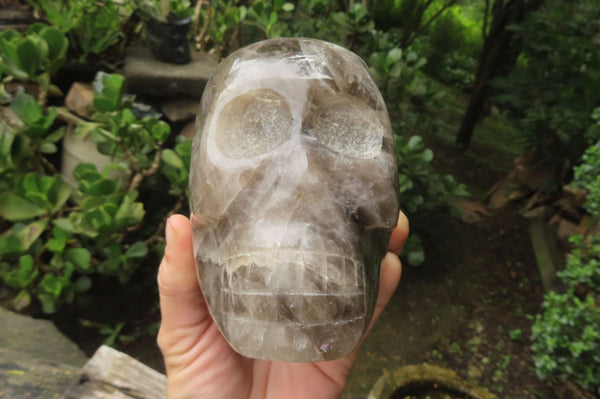 Hand Made Smokey Quartz Skull Carving x 1 From Madagascar