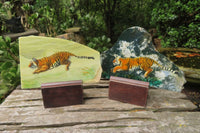 Hand Made Tiger Decoupage Stone Slabs x 6 From Southern Africa