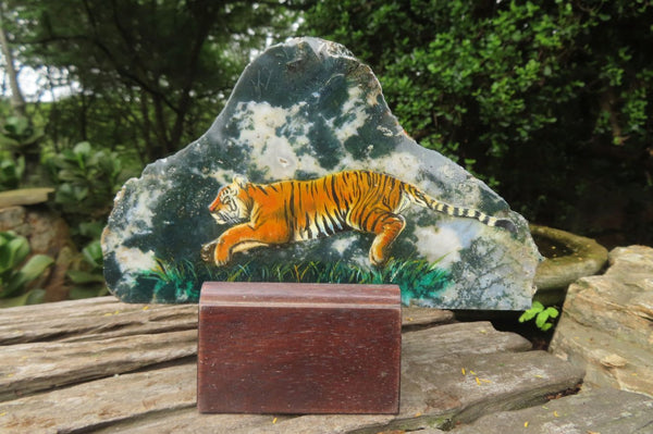 Hand Made Tiger Decoupage Stone Slabs x 6 From Southern Africa